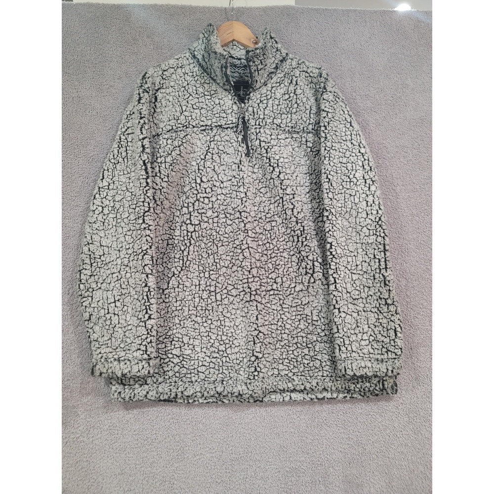 Boxercraft Women's Sherpa Pullover XL Gray Black Quarter Zip Fuzzy Cozy Sweater